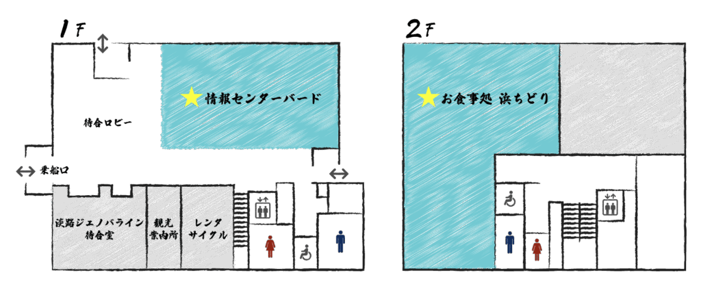 岩屋ポートターミナル 館内マップ 1F/2F