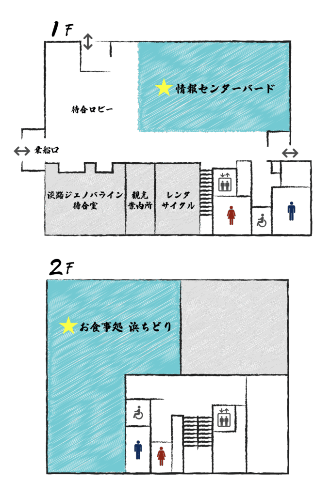 岩屋ポートターミナル 館内マップ 1F/2F